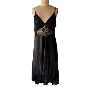 Vintage 80s Victorias Secret Black Lace Slip Dress